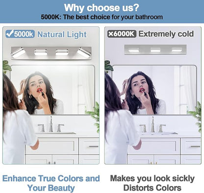 360° Rotate LED Dimmable Bathroom Vanity Light Fixtures, 1600LM Acrylic Brushed - Image 5