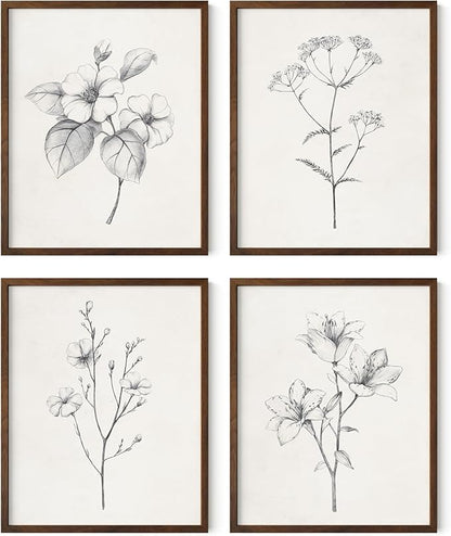 Haus and Hues Grey Floral Wall Art by HausandHuesArtPrints