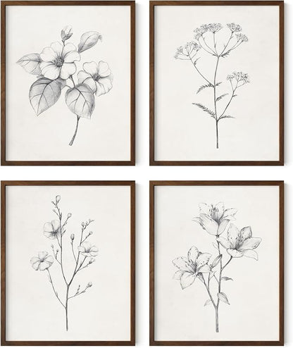 HAUS AND HUES Grey Floral Wall Art by HausandHuesArtPrints