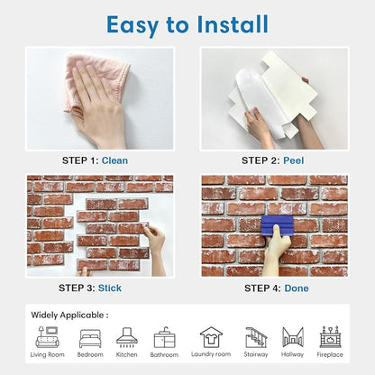 COMSTICKC 3D Faux Brick Wall Panels Peel and Stick, Small Brick Size, Thin PVC - Image 9