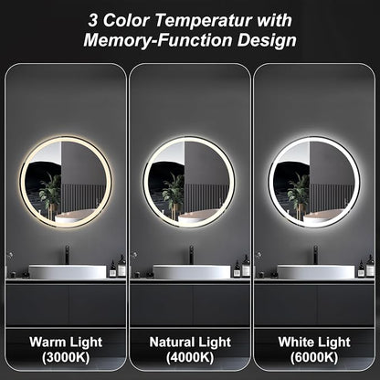 NEWBULIG 30 Inch Round LED Bathroom Wall Mirror - Image 6
