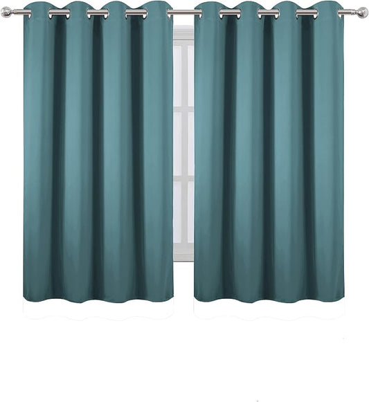 LEMOMO Blackout Curtains 52 x 45 inch/Sea Teal Curtains Set of 2 Panels/Thermal - Image 2