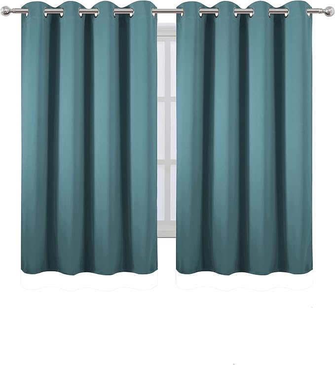 LEMOMO Sea Teal Thermal Blackout Curtains/52 x 54 Inch/Set of 2 Panels Room - Image 2