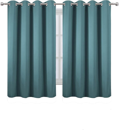 LEMOMO Sea Teal Thermal Blackout Curtains/52 x 54 Inch/Set of 2 Panels Room - Image 2