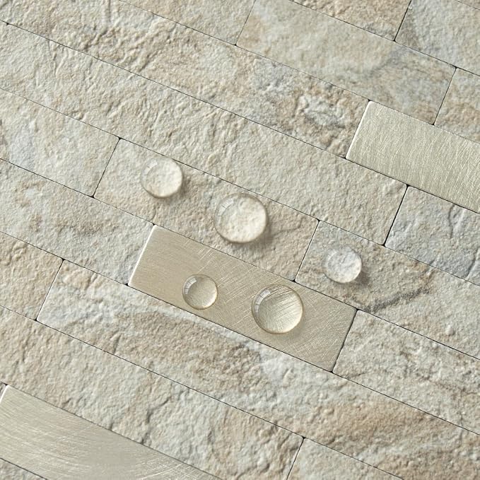 AULIGET 20 Sheets Faux Stone Peel and Stick Backsplash, Sandstone - Image 4