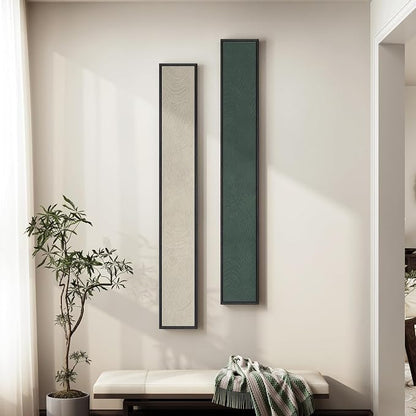 Long Narrow Framed Neutral Abstract Vertical Wall Art Set, 2 Piece Modern by Cuspin