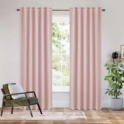 RYB HOME Bedroom Blackout Curtains 80 inches Long, 100% Blackout Thermal by RYBHOME