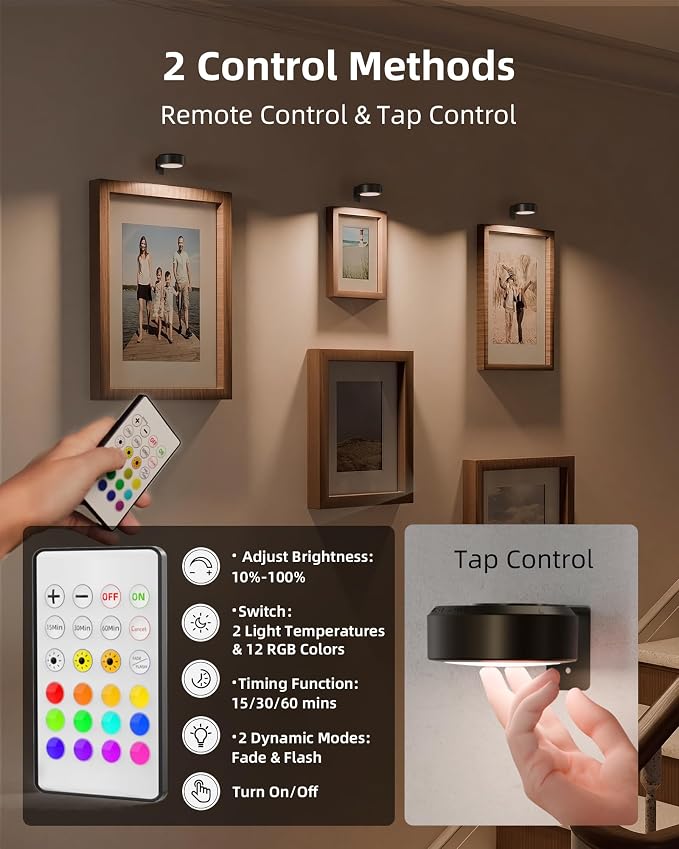 EZVALO Picture Lights for Wall, 2000mAh Rechargeable Battery Magnetic Poster - Image 4