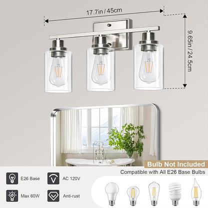 Unicozin 3 Light Bathroom Light Fixtures, Modern Vanity Lights Over Mirror - Image 3