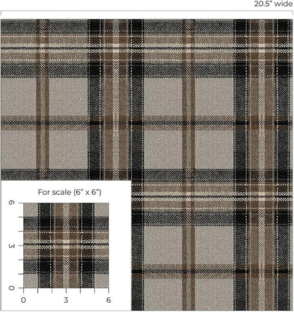 NextWall Harry & Grace Herringbone Plaid Premium Matte Non-Woven Peel and Stick - Image 7