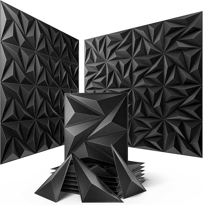 Sonicism Wall Panels Upgrade 72 Pack, 0.7”x11.8”x11.8”Pyramid 3D Wall Panels by Sonicism