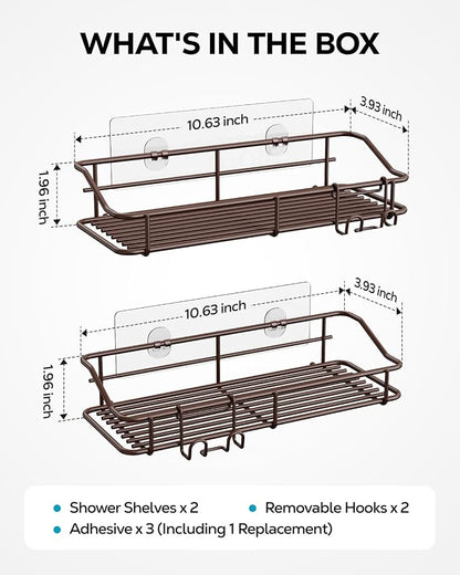 Nieifi Shower Caddy Shelf Storage Rack Adhesive Without Drilling Stainless Steel - Image 7