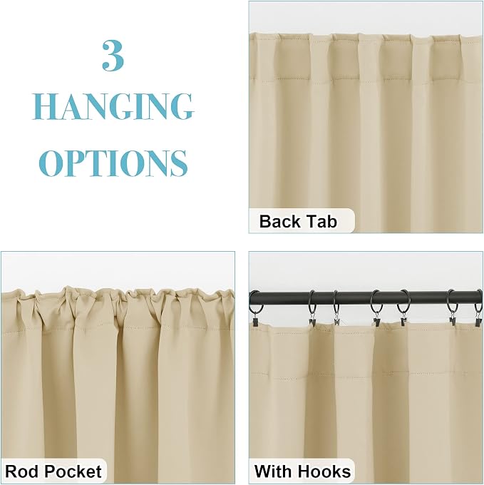 RYB HOME Blackout Curtains 80 inches Long Thermal Insulating Large Window - Image 6