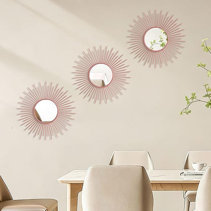 3 Pack Metal Mirrors for Wall Sunburst Wall Mirrors Home Décor Decorative - Image 4