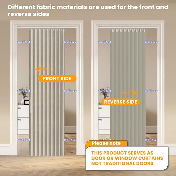 AJAZZ 100% Blackout Magnetic Door Curtain Accordion Doors Interior Folding - Image 3
