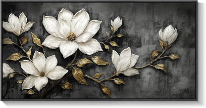 Large Framed Black and White Botanical Wall Art - Image 9
