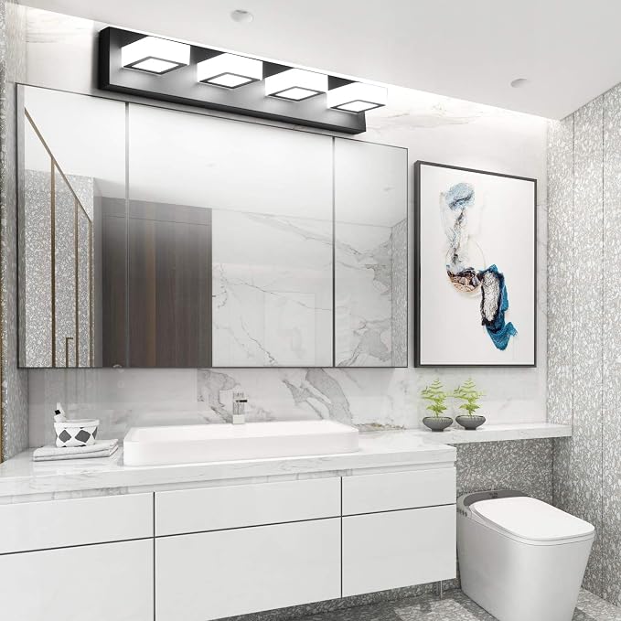 Ralbay Modern LED Black Vanity Lights 4 Lights Acrylic Bathroom Vanity Lighting - Image 3