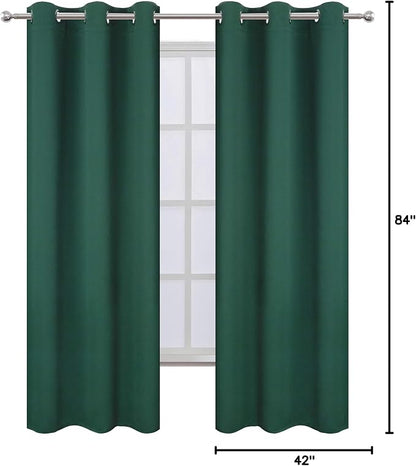 LEMOMO Dark Green Blackout Curtains/42 x 84 Inch/Set of Two Panels Grommet - Image 10