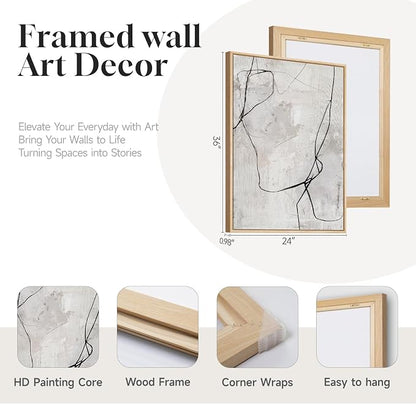 Large Framed Neutral Line Abstract Wall Art Set of 2 - Image 5