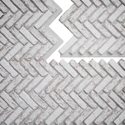 EverStone Herringbone Faux Brick Panel, 46 1/2"W x 25 1/4"H x 1"D, Rustic White - Image 9