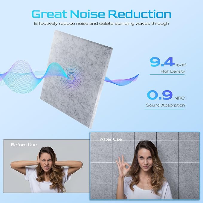 12 Pack Self-Adhesive Acoustic Panels, Soundproof Wall Panels - Image 3