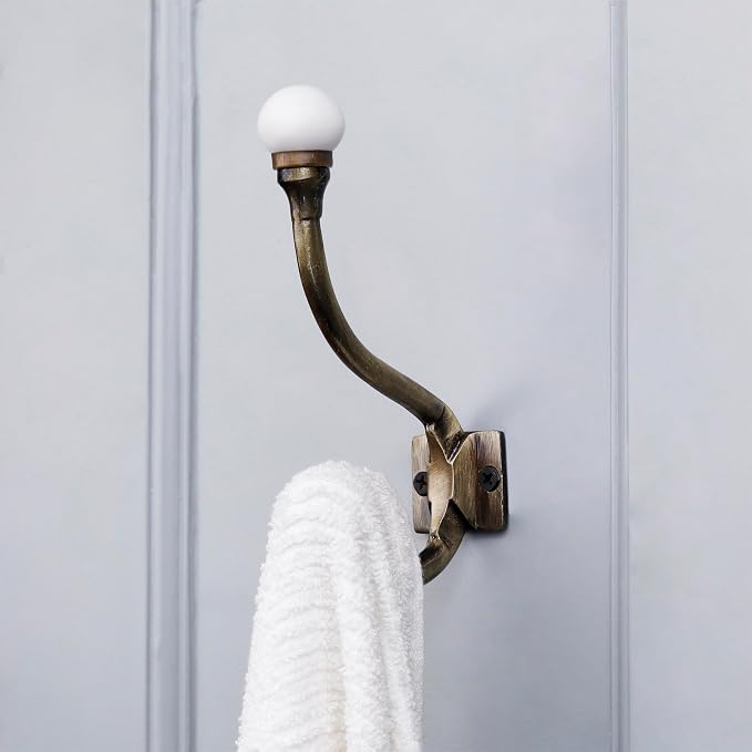Indian Shelf Pack of 12 Heavy Duty Double Prong White Decorative Coat Hooks - Image 7