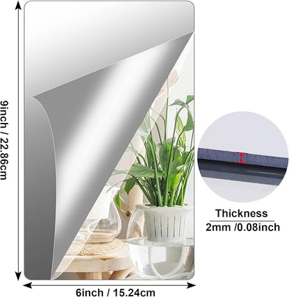 JUNEBRUSHS 4 Pack Self Adhesive Acrylic Mirror, 6X 9 Inch Mirror Tiles - Image 2