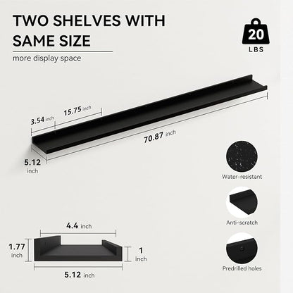 Boswillon 70.9 Inches Long Floating Shelves, 2 Set Modern Wall Shelf - Image 3