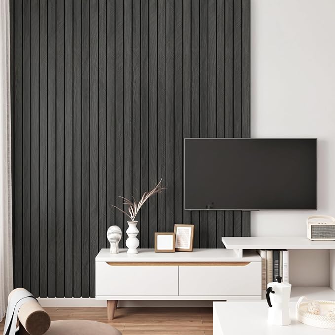 Self Adhesive Wood Slat Wall Paneling Grey/Black 3D Wood Panels - Image 7