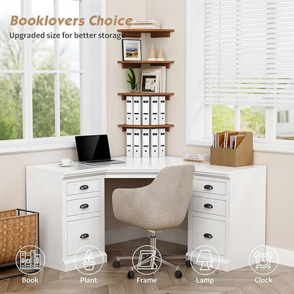 Forbena Corner Bookshelf Wall Mounted Set of 4, Wooden Floating Book Shelves - Image 4