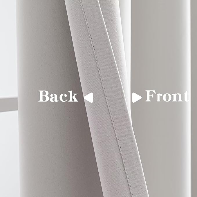 IGEMAEVE Greyish White Curtains 84 Inch Length 2 Panels Set, Light Filtering - Image 4