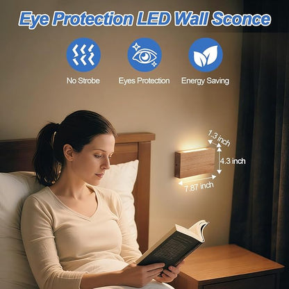 Wood Wall Sconce Indoor Wall Lights Hardwired 2 Pack Up and Down Wall Mount - Image 5