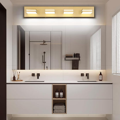 SineRise LED Modern Bathroom Vanity Light Fixtures, Matte Gold Modern Acrylic - Image 8