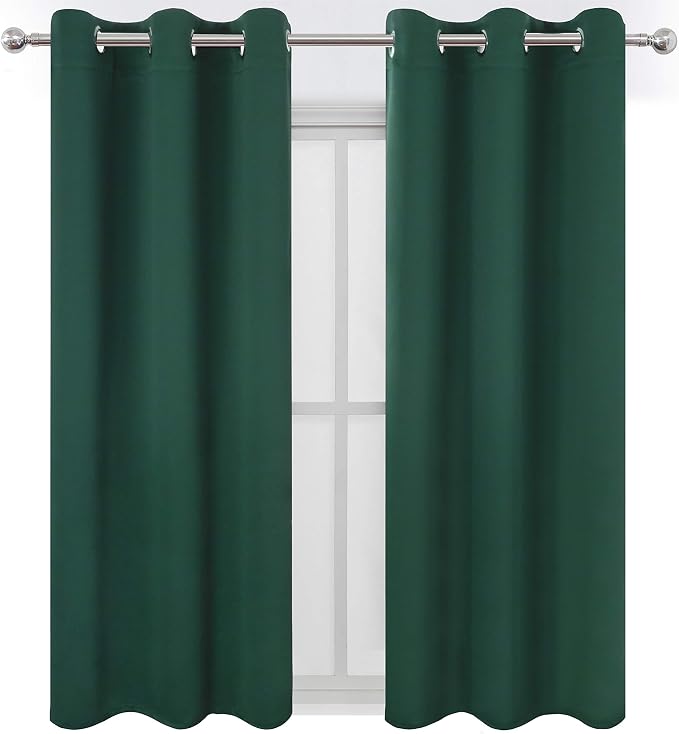 LEMOMO Dark Green Bedroom Blackout Curtains/38 x 54 Inch Long/Set of 2 Curtain - Image 2