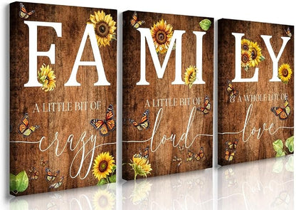 GUBIYU Farmhouse Family Wall Art Set of 3, Rustic Family Wall Decor - Image 2