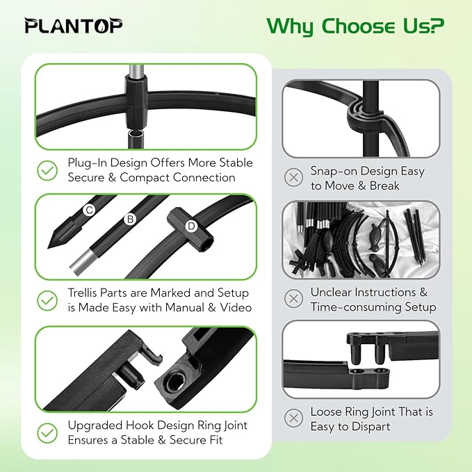 2 Pack Garden Obelisk Trellis for Climbing Plants Outdoor, 6.6FT Tall Rustproof Plant Trellis Climbing Plant Support, Garden Tower Trellis for Potted Plant Flowers Vegetable Vine Indoor