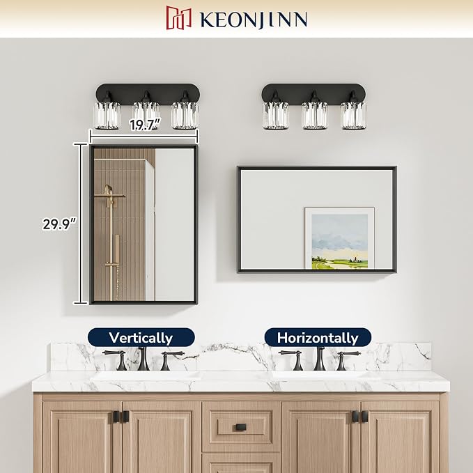 Keonjinn 20 x 30 Inch Black Bathroom Mirrors - Image 7