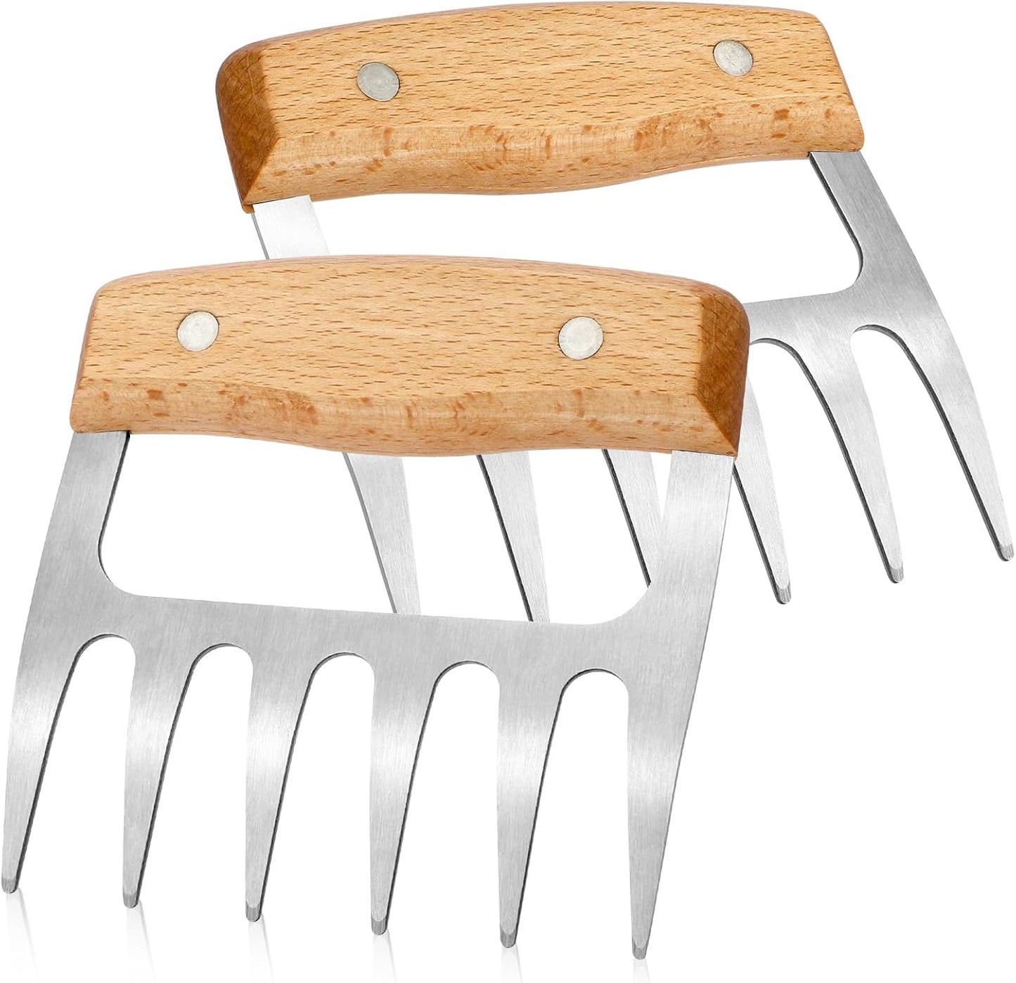 2 PCS Meat Shredder Claws, Stainless Steel Meat Claws, Metal Pulled Pork with Handle Turkey Pork Chicken Shredder Tool Accessories for Men Grilling Cooking BBQ Serving