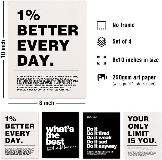 DSHFG Motivational Inspirational Office Wall Art Decor Prints Set of 4 - Image 2