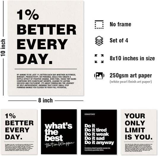 DSHFG Motivational Inspirational Office Wall Art Decor Prints Set of 4 - Image 2