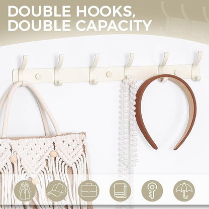 Dntorx Coat Rack Wall Mount, 2 Pack Coat Hooks Hanger Wall Double Hook Rack - Image 4