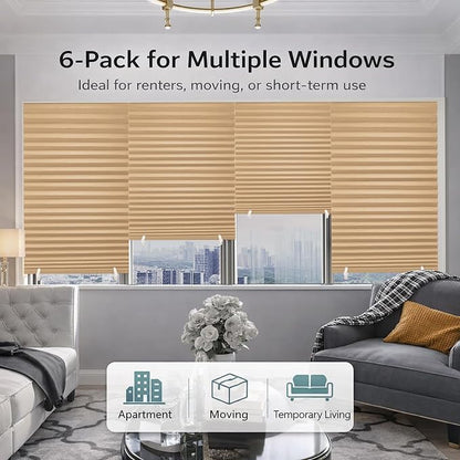 Changshade 6 Pack Temporary Shades, Pleated Paper Blinds - Image 2