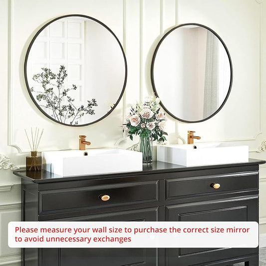 Fabuday Black Circle Mirror for Wall 22 inch - Image 2