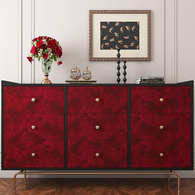 Yenhome 17.7"X118" Dark Red Velvet Wallpaper Vintage Velvet Peel and Stick - Image 4