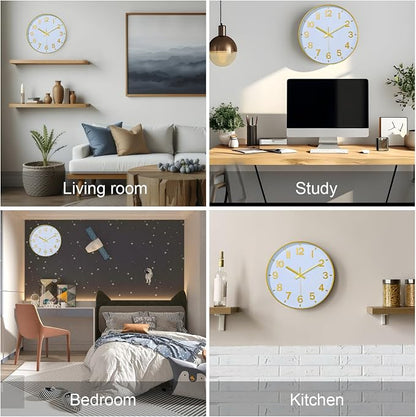Modern Wall Clock, 10 Inch Digital Wall Clocks Battery Operated, Round Non - Image 7
