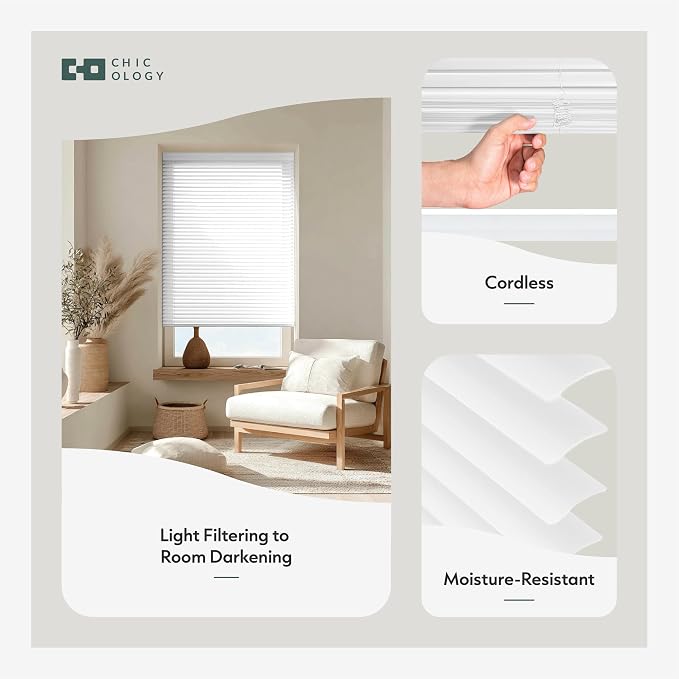 CHICOLOGY Cordless Mini Blinds for Indoor Windows, 58.5" W x 84" H, Light - Image 2