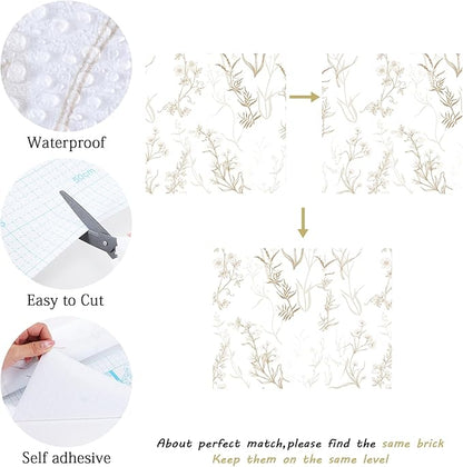 Timeet Botanical Floral Peel and Stick Wallpaper Beige Wildflower Self Adhesive - Image 6