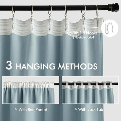 MIULEE Slate Blue Back Tab Blackout Curtains 90 Inches Long 2 Panels Set - Image 3