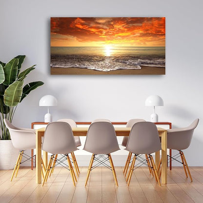 Baisuart-S0150 Canvas Prints Wall Art Sunset Ocean Beach Pictures Photo - Image 6