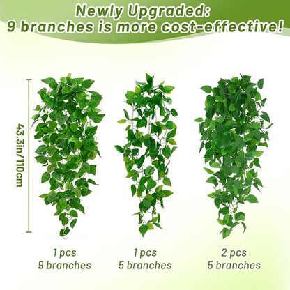 BLEUM CADE 8Pcs Fake Hanging Plants, 9 Branch Artificial Hanging Plant - Image 2